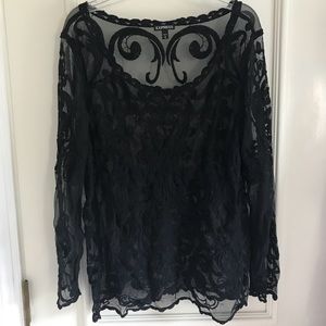 Express Black Sheer Long Sleeve Top